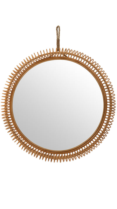 Rattan Coiled Round Wall Mirror