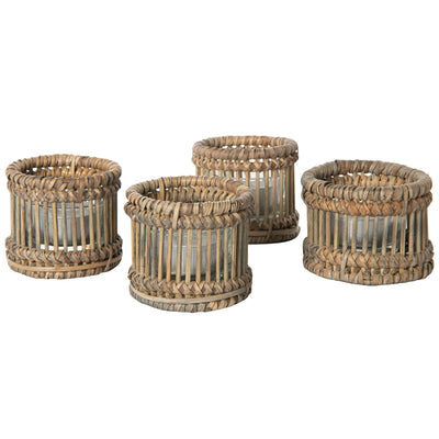 Baja Hurricane Rattan Candle Holders, Natural