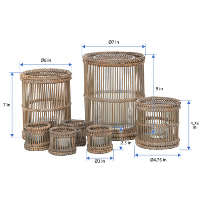 Baja Hurricane Rattan Candle Holders, Natural