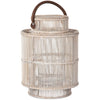 Baja Decorative Rattan Candle Hurricane Lanterns, White-Wash