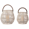 Baja Tulip Decorative Rattan Hurricane Lanterns, White-Wash