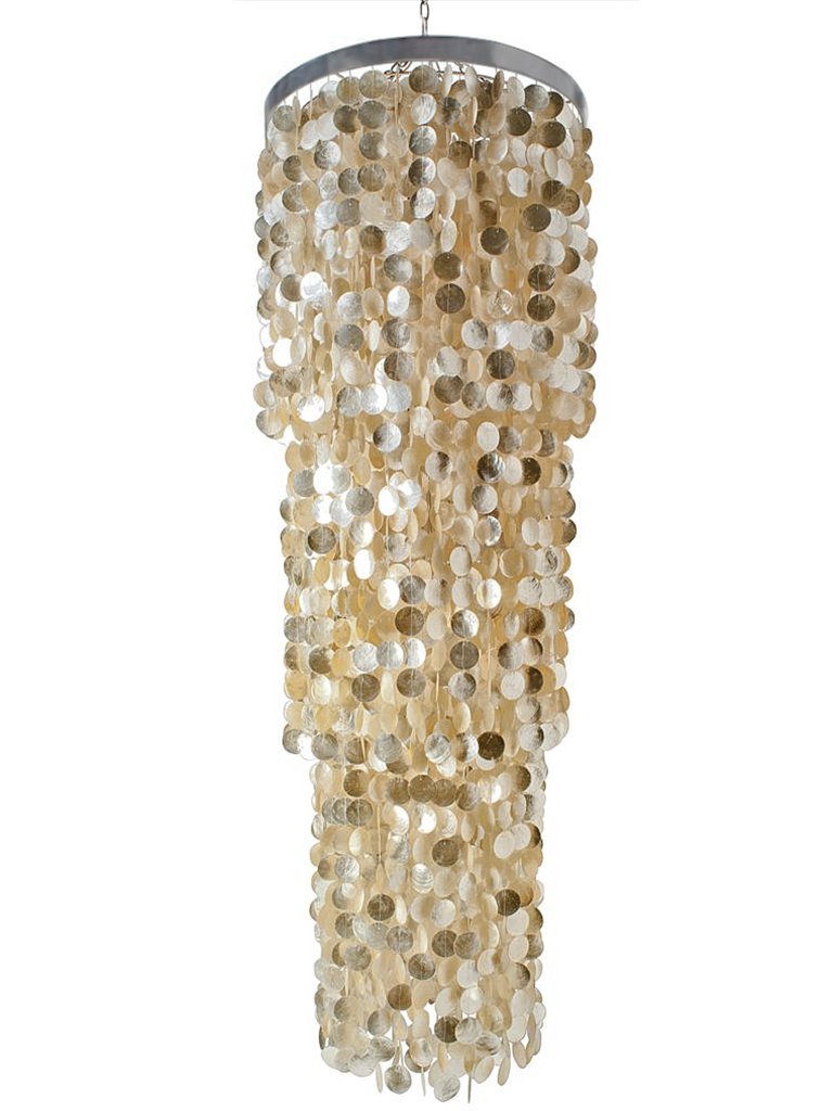Kouboo 1050006 Round King Chandelier with Round Capiz Seashells 24 x 24 x 73