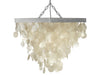 Kouboo Rectangular White Capiz Seashell Rain Drop Pendant Lamp Full View