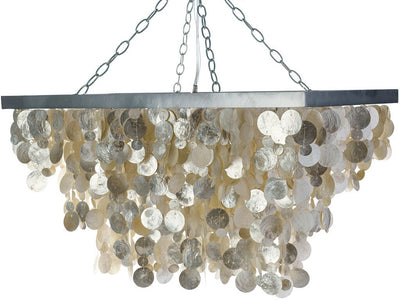 Rectangular Champagne Capiz Seashell Rain Drop Pendant Lamp