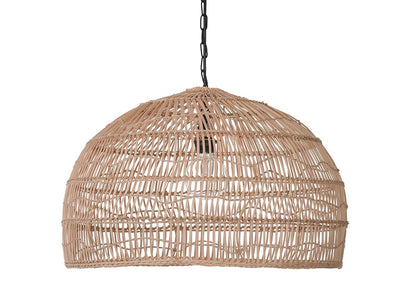 Open Weave Cane Rib Dome Pendant Lamp, Natural