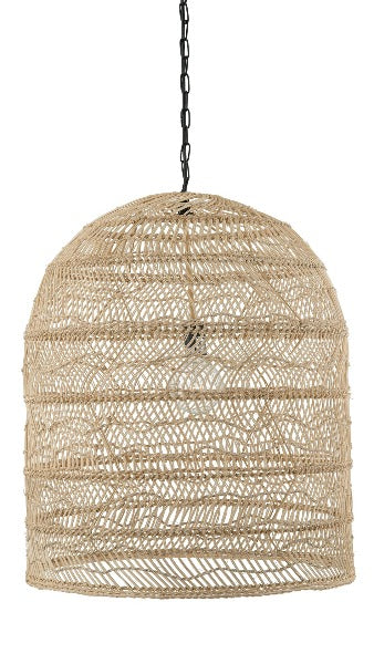 Luhu Open Weave Cane Rib Cloche Pendant Lamp, Natural