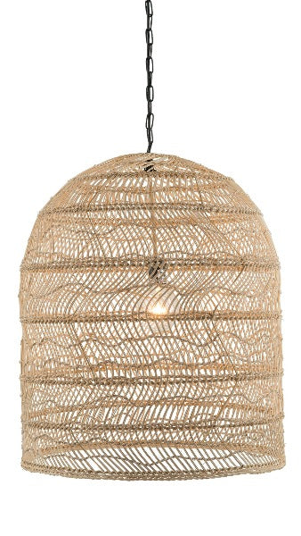 Luhu Open Weave Cane Rib Cloche Pendant Lamp, Natural