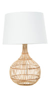 Luhu Cane Rib Bulb Table Lamp, Natural with White Shade