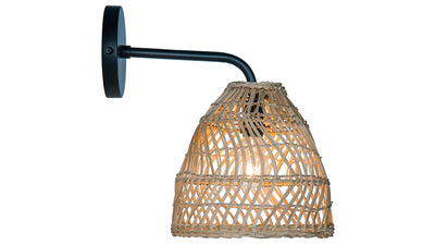 Luhu Open Weave Cane Rib Bell Sconce Wall Lamp, Natural