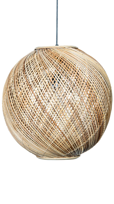 Cane Rib Ball Mesh Pendant Lamp, Natural