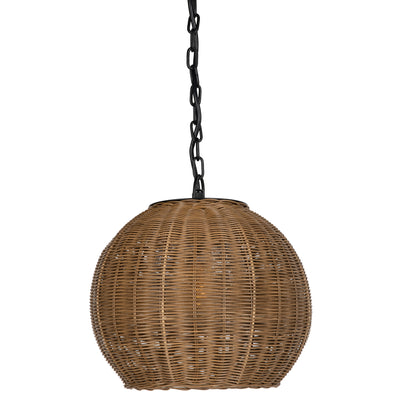 All Weather Wicker Outdoor Ball Pendant Lamp, Brown