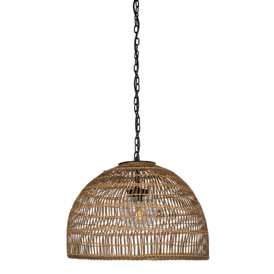 Luhu Open Weave All Weather Cane Rib Outdoor Dome Pendant Lamp