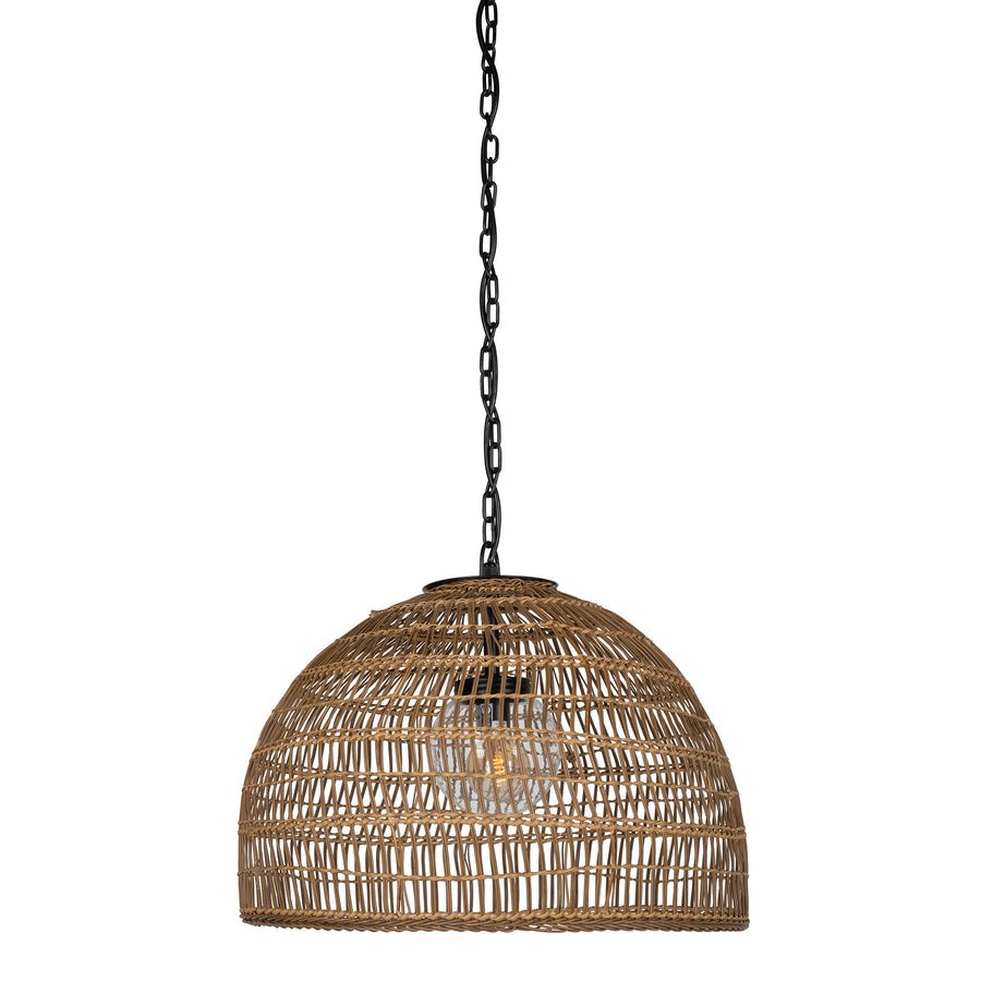 Luhu Open Weave All Weather Cane Rib Outdoor Dome Pendant Lamp