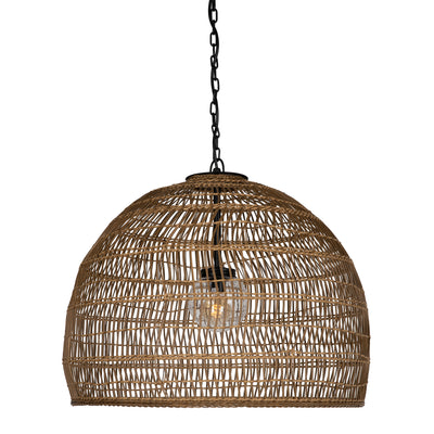 Luhu Open Weave All Weather Cane Rib Outdoor Bell Pendant Lamp