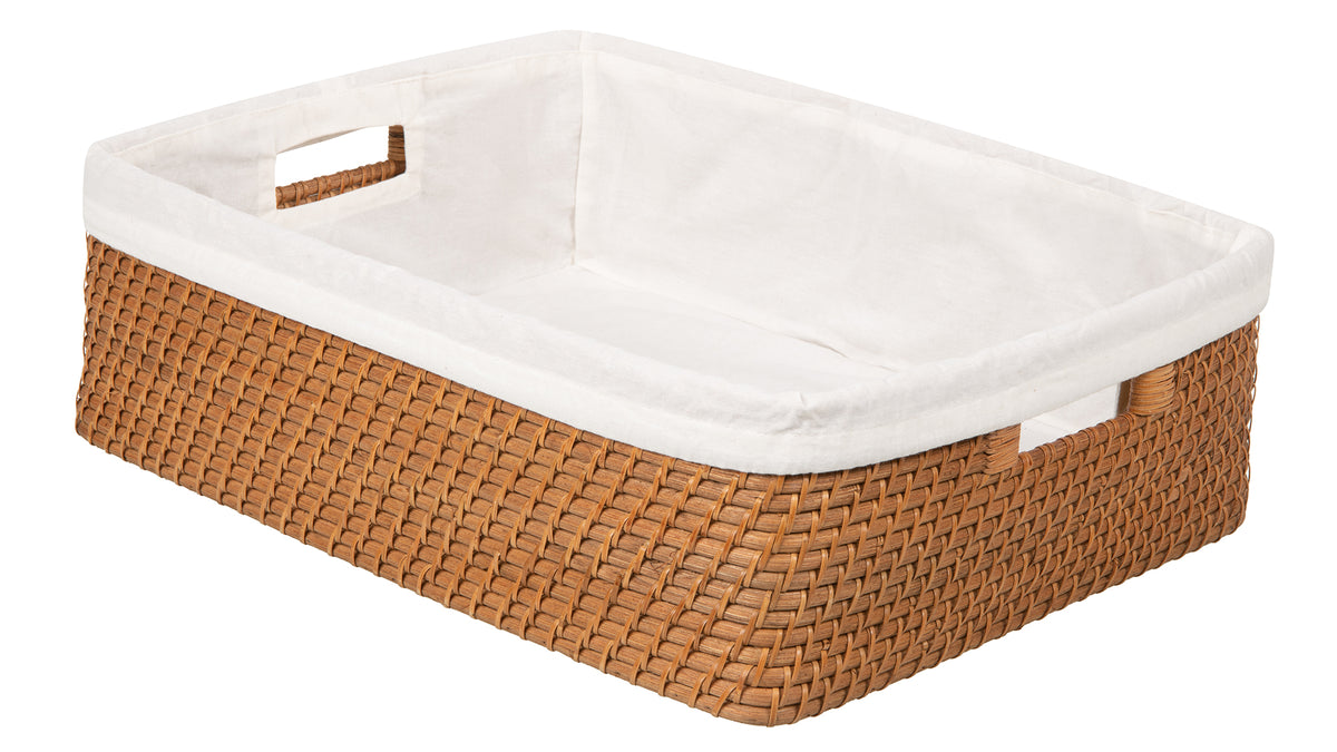 Honey Brown Wicker Shelf Basket With A Liner
