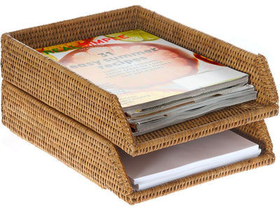 La Jolla Rattan Stackable Letter Tray