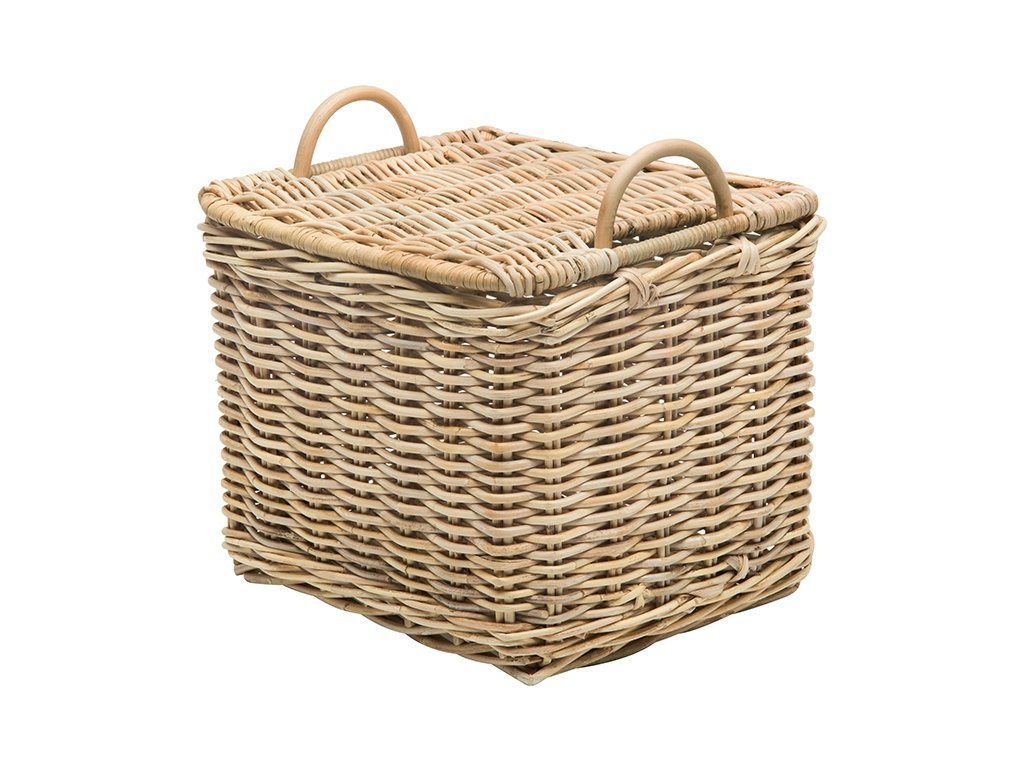 Woven Rattan Baskets, Rectangular Basket with Lid, Rectangular