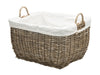 Rattan Kobo Rectangular Laundry Basket with Liner, Gray