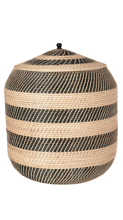 Extra-Large Rattan Belly Basket, Natural-Black