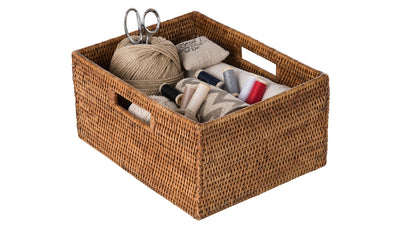 La Jolla  Rattan Shelf Basket with Handles