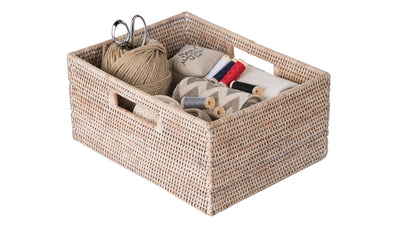 La Jolla  Rattan Shelf Basket with Handles