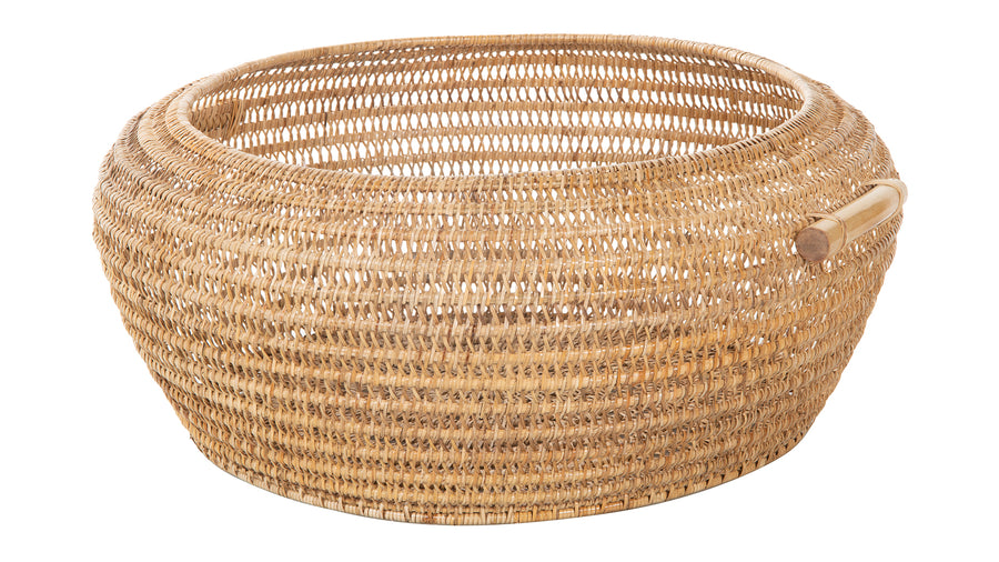 Cambria Bulging Round Open Weave Storage Basket, Honey-Brown