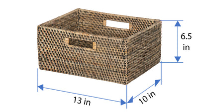 La Jolla  Rattan Shelf Basket with Handles