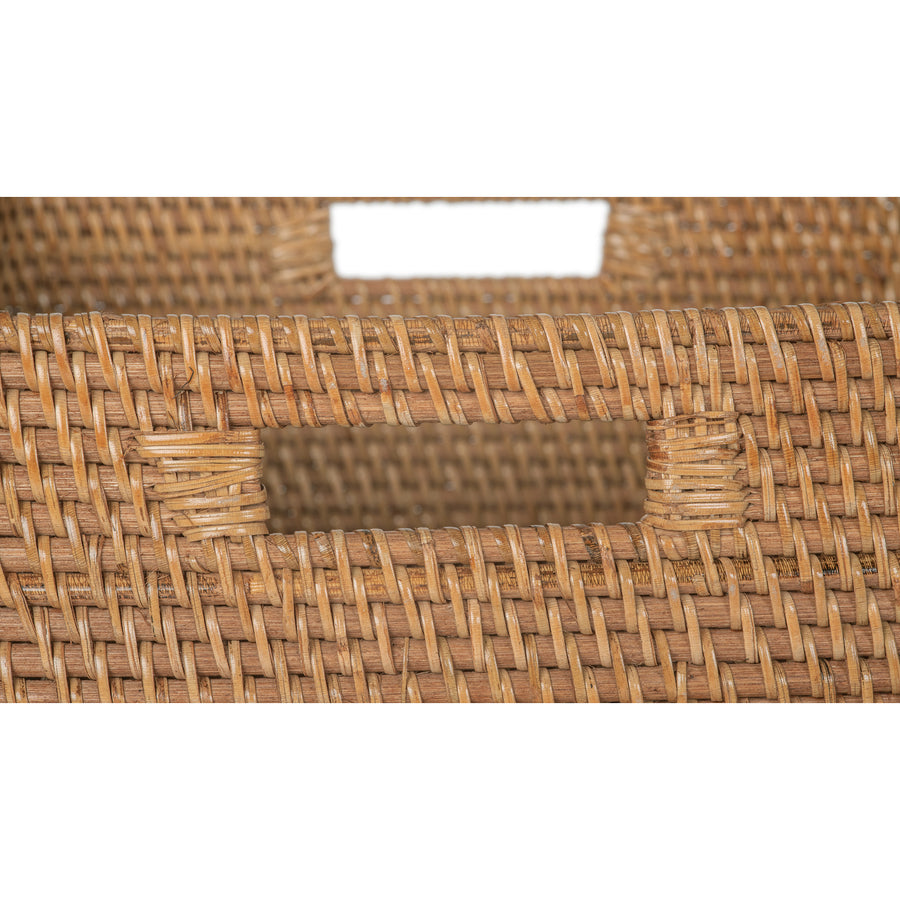 Loma Decorative Square Rattan Storage Basket with Handles