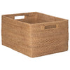 Loma Rectangular Decorative Rattan Storage Basket with Handles