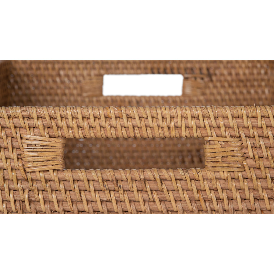 Loma Rectangular Decorative Rattan Storage Basket with Handles