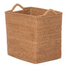 Loma Rectangular Decorative Rattan Storage Basket with Ear Handles, Small