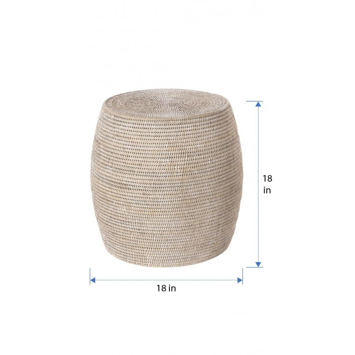 La Jolla Round Rattan Stool and Side Table