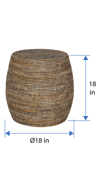 La Jolla Round Rattan Stool and Side Table