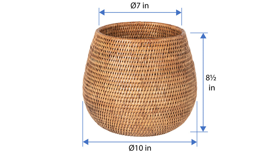La Jolla Coco Rattan Planter and Bowl