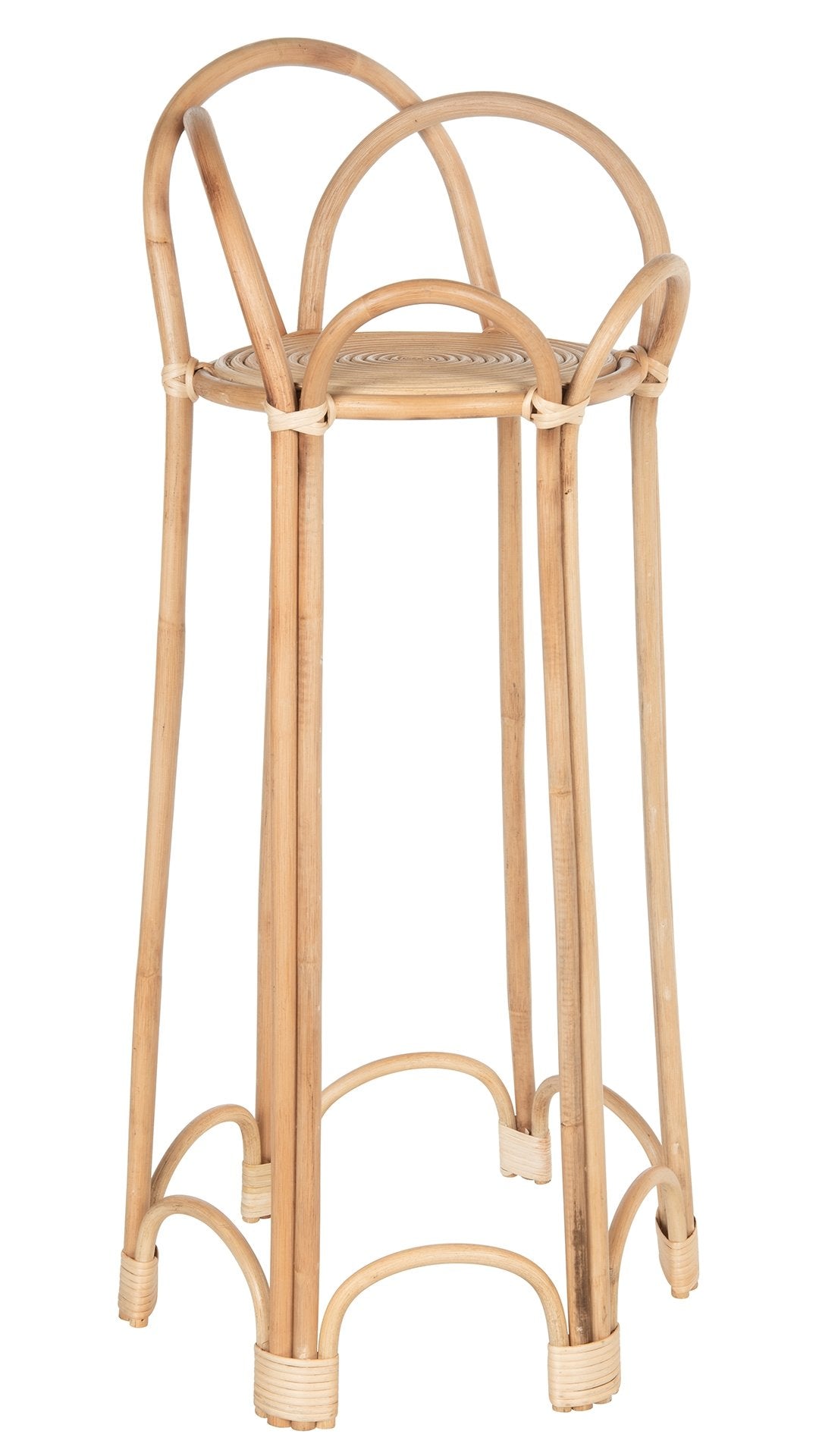 stool for indoor plant KOUBOO Rattan Loop Indoor Plant Stand, 26 inches, Natural Planter Brown