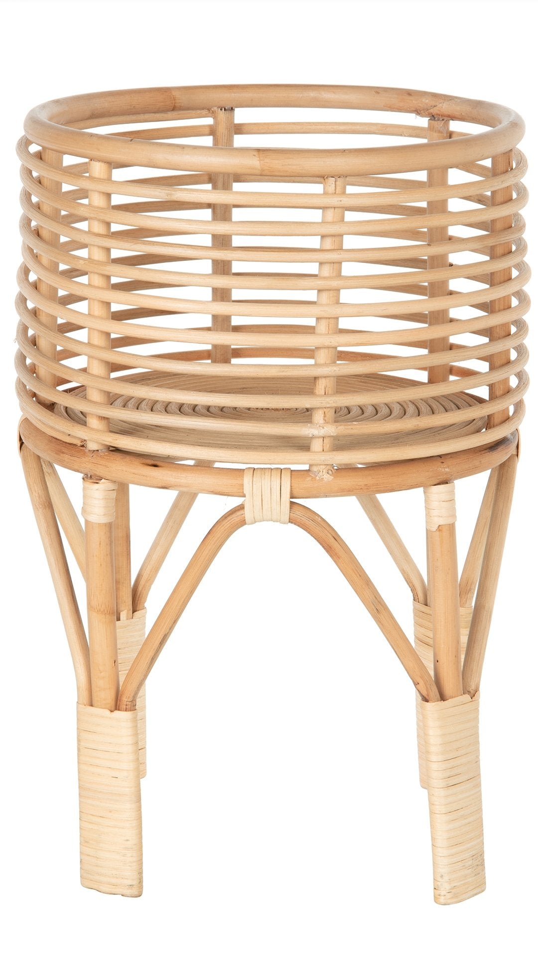 raised indoor plant stand Kouboo 18" Small Rattan Coiled Planter Stand