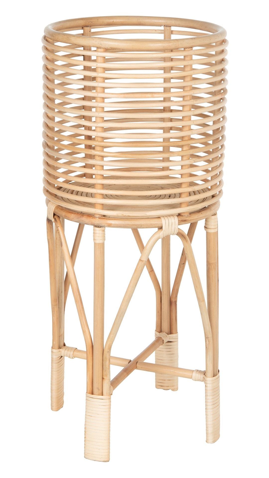Kouboo Rattan Indoor Plant Stand Medium Natural Planter Brown