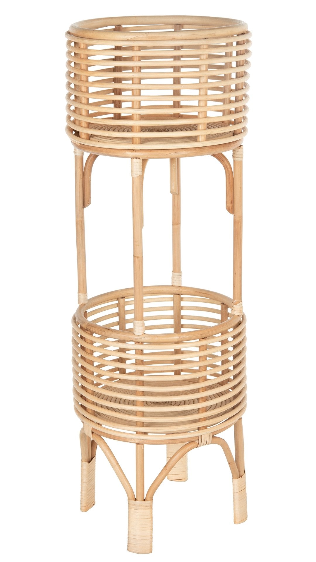 two tier plant stand indoor Kouboo Rattan Indoor Two-Tier Plant Stand, Natural