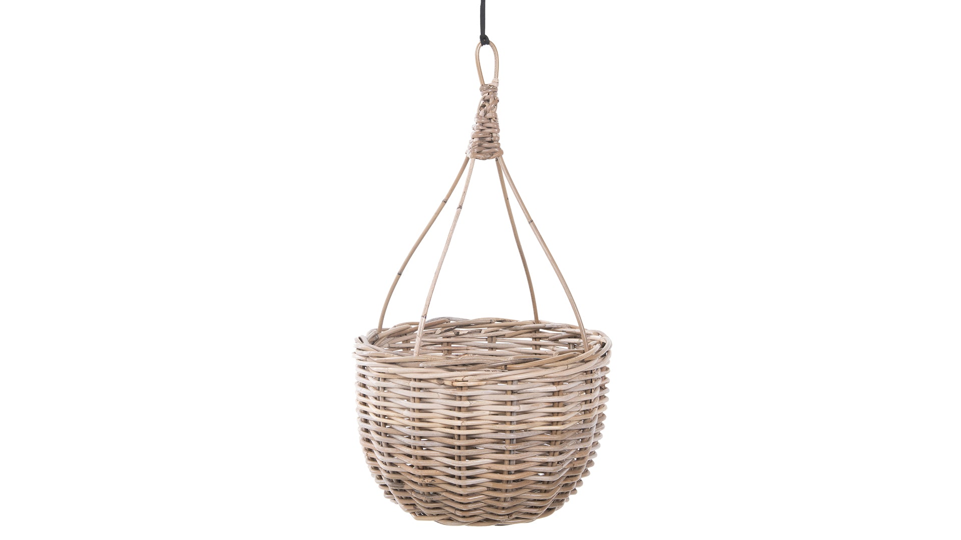 woven hanging plant pot Kouboo Kobo Rattan Hanging Basket and Planter, Brown-Gray