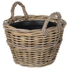 Rattan Kobo Indoor & Outdoor Planter Basket with Ear Handles & Plastic Pot