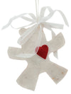 Capiz Bear with Heart Tree Ornament Small, Set of 2
