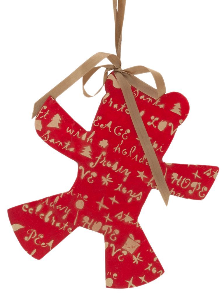 Red Capiz Bear “Love & Peace” Tree Ornament, Set of 2