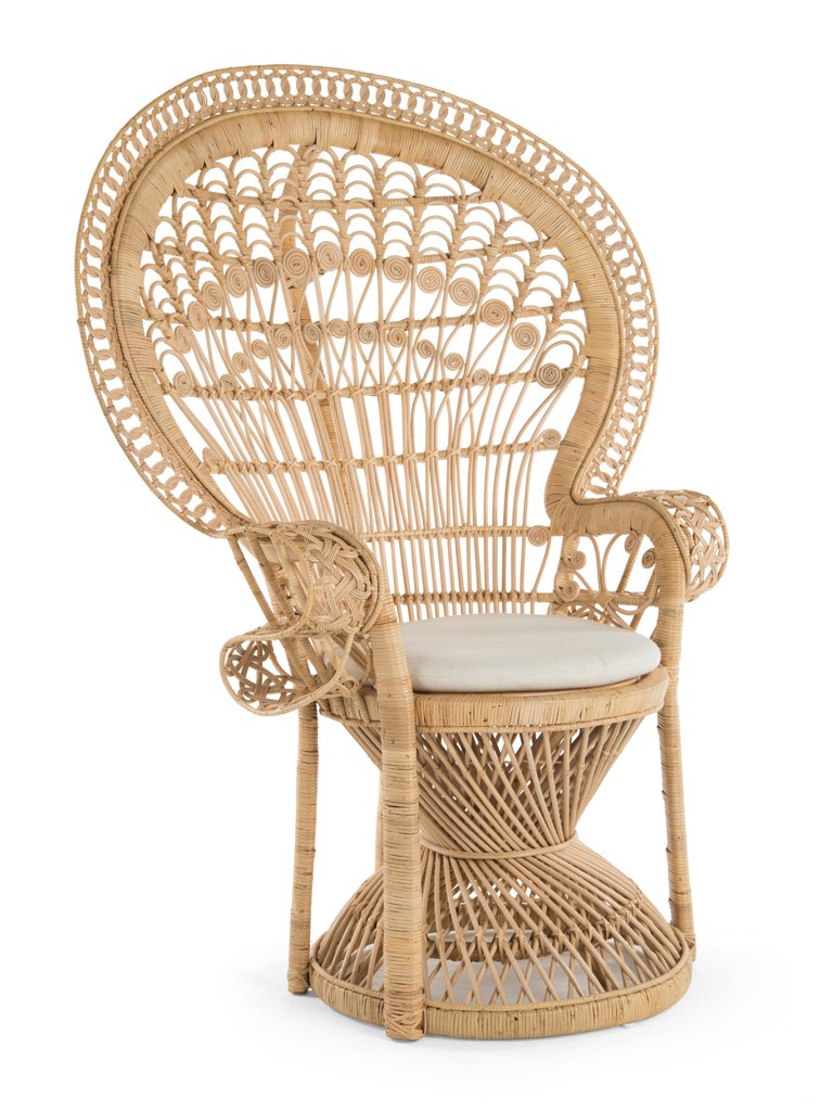 Kouboo 1110022 Pecock Grand Peacock Chair in Rattan with Seat Cushion, Natural Color, Large