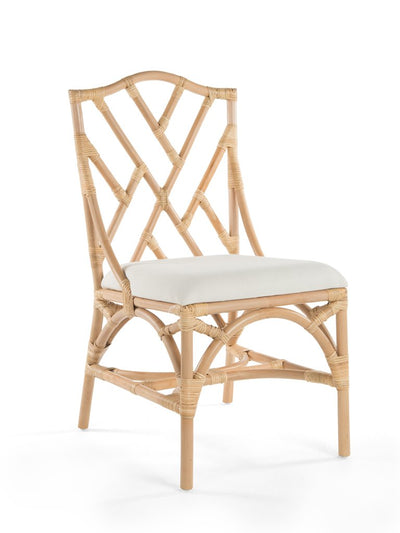 Rattan Chippendale Upholstered Dining Chair, Set of 2 Chairs