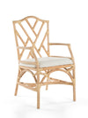 Rattan Chippendale Upholstered Dining Armchair, Set of 2 Chairs