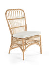 Rattan Loop Side Chair with Seat Cushion, Natural Color, Set of 2 Chairs