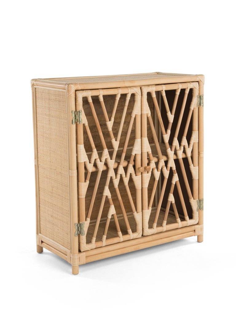 Rattan Chippendale Storage Cabinet with 2 Doors