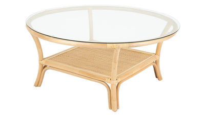 Visayas Rattan Coffee Table with Glass Top, Natural Color