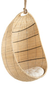 Cocoon Wicker Hanging Swing Chair with Seat Cushion, Natural Color