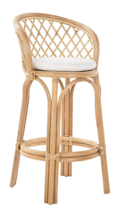 Rattan Criss-Cross Bar Stool, Natural